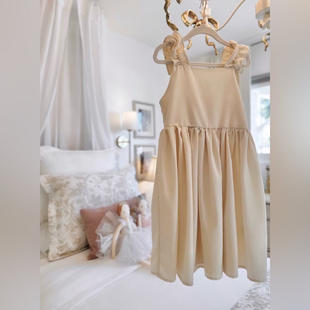 Girls Buttercream Ruffle Bow Back Dress - 5T